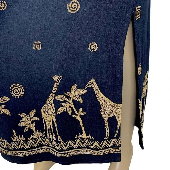 Alfred Dunner Vintage Pull On Maxi Pencil Skirt Size 16 Black Gold Safari Print - Picture 7 of 15